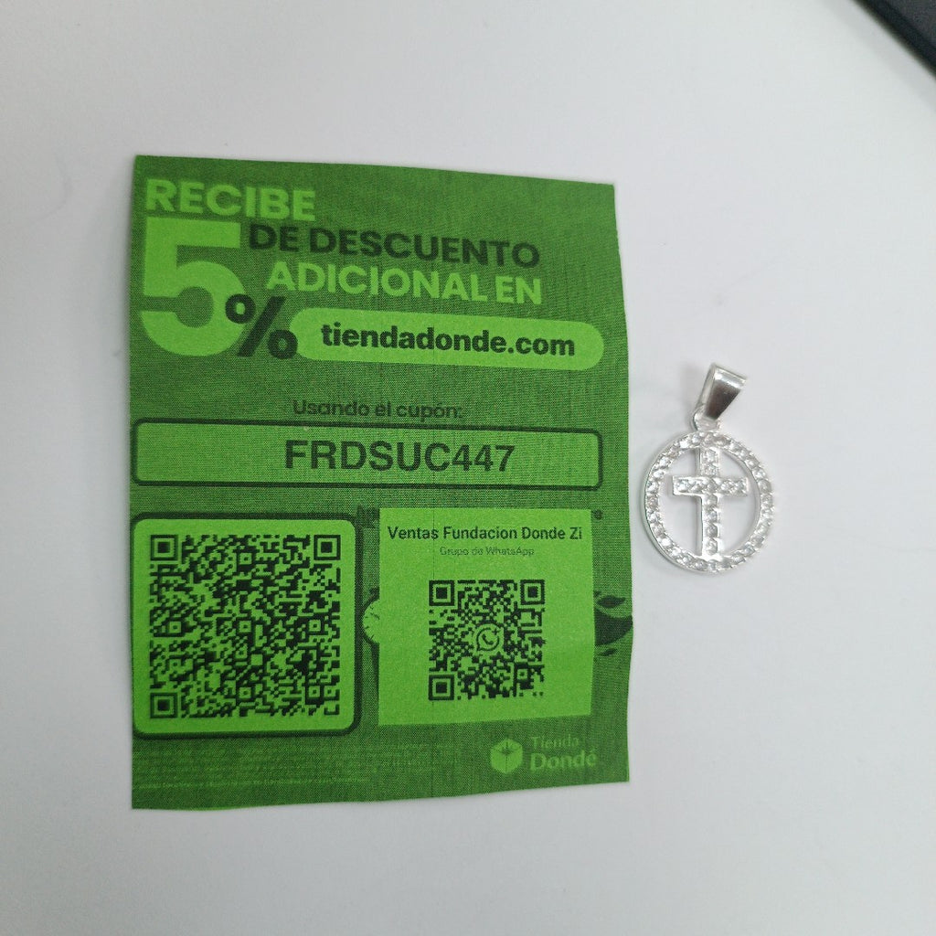 DIJE CRUZ C/CIRCONIAS PLATA .925 2.5 GR (NUEVO)