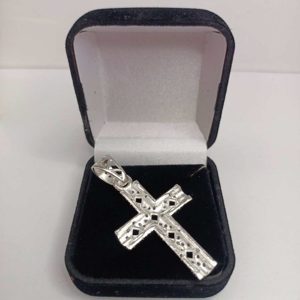 DIJE CRUZ C/CIRCONIAS PLATA .925 7.8 GR (NUEVO)