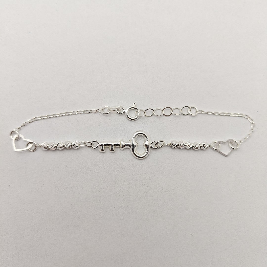 PULSERA TEJIDO LLAVE PLATA .925 18 CM 2.3 GR (NUEVO)