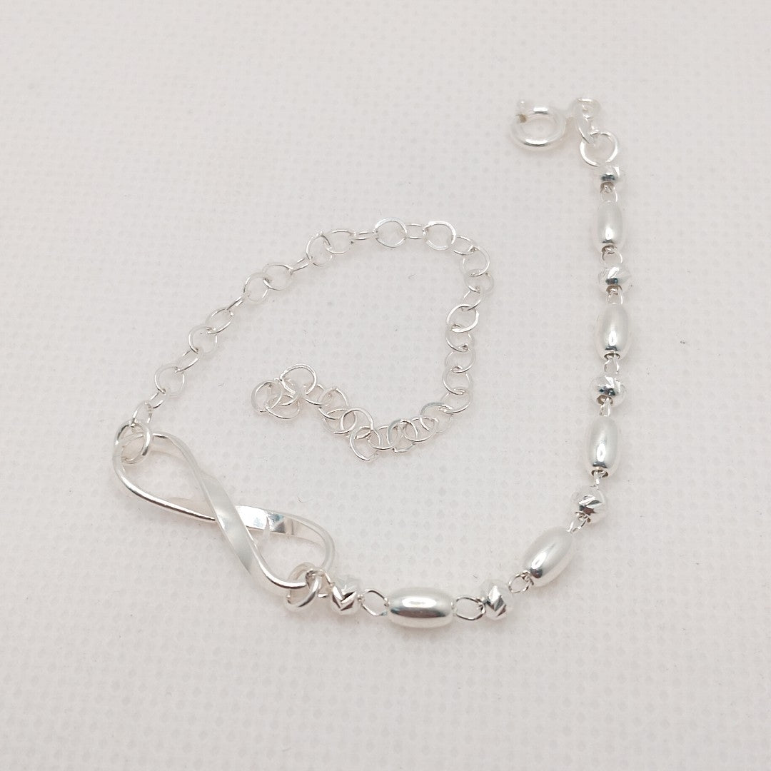 PULSERA TEJIDO INFINITO PLATA .925 18 CM 2.4 GR (NUEVO)