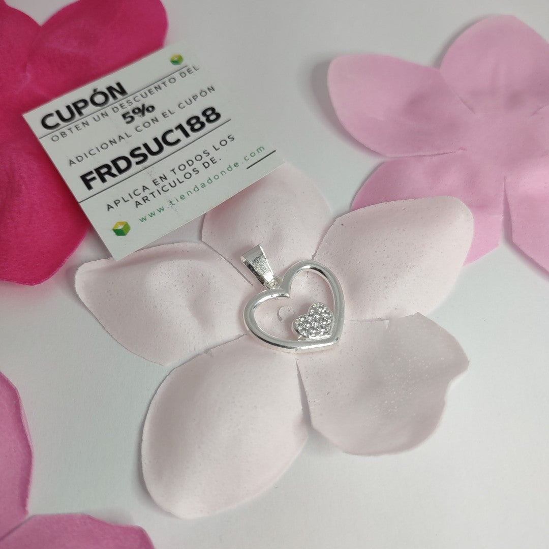 DIJE CORAZON C/CIRCONIAS PLATA .925 2.5 GR (NUEVO)
