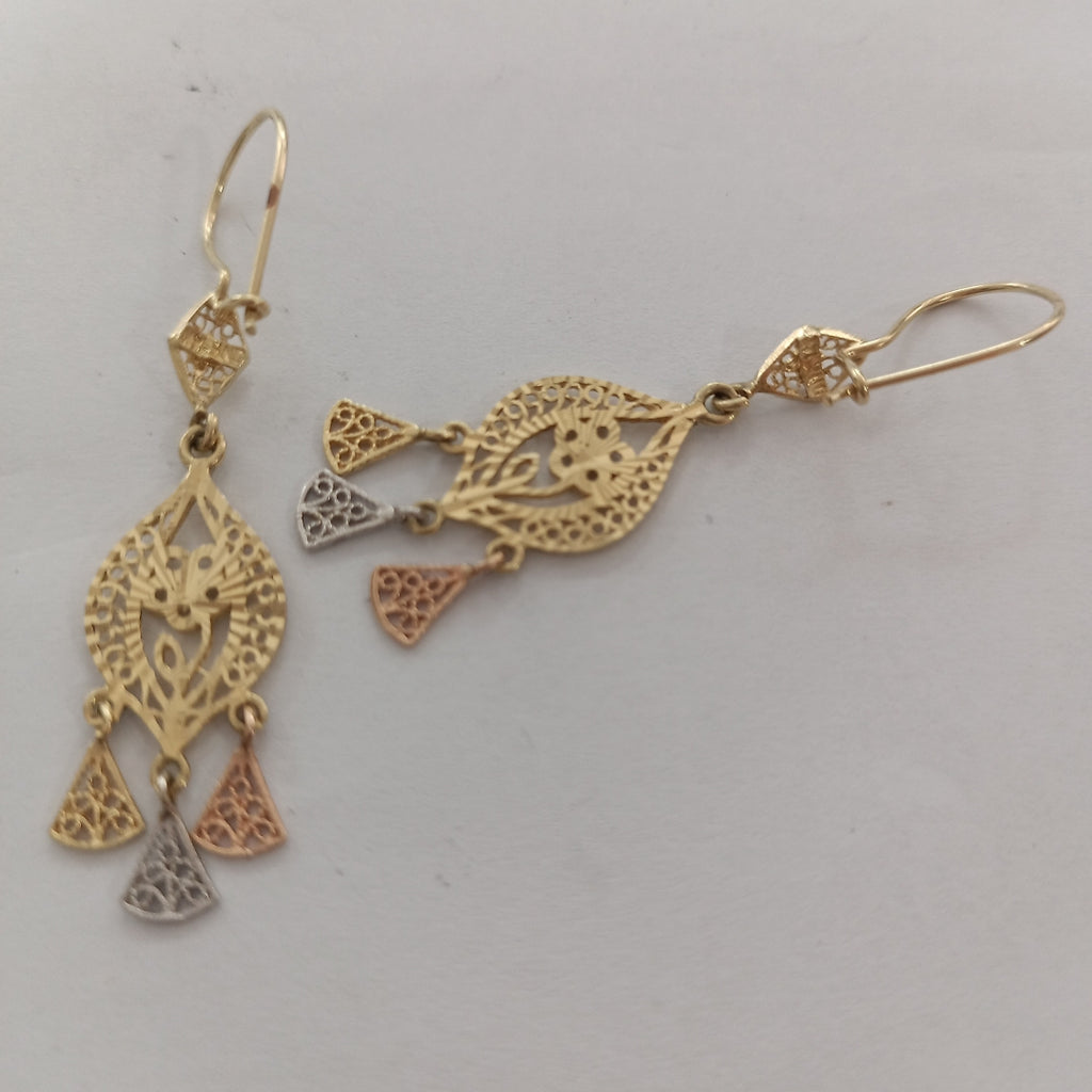 ARETES PAR ORO COMBINADO 14 K 3,50 GRMS (SEMINUEVO)
