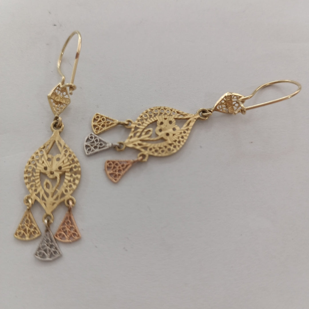 ARETES PAR ORO COMBINADO 14 K 3,50 GRMS (SEMINUEVO)