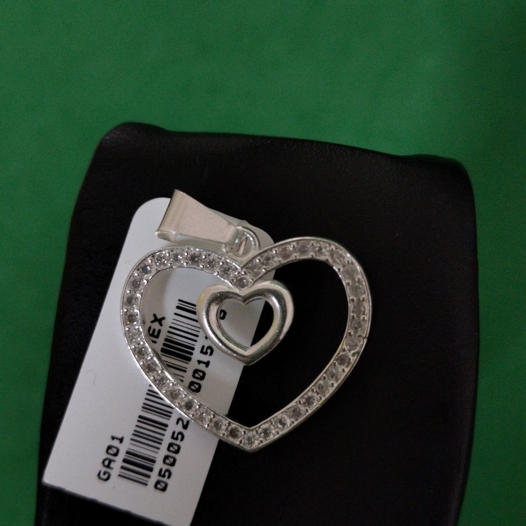 DIJE CORAZON C/CIRCONIAS PLATA .925 2.7 GR (NUEVO)