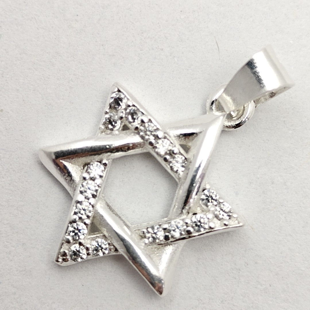DIJE ESTRELLA DE DAVID C/CIRCONIAS PLATA .925 2.6 GR (NUEVO)