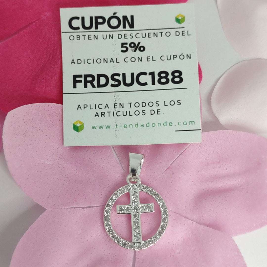 DIJE CRUZ C/CIRCONIAS PLATA .925 2.4 GR (NUEVO)
