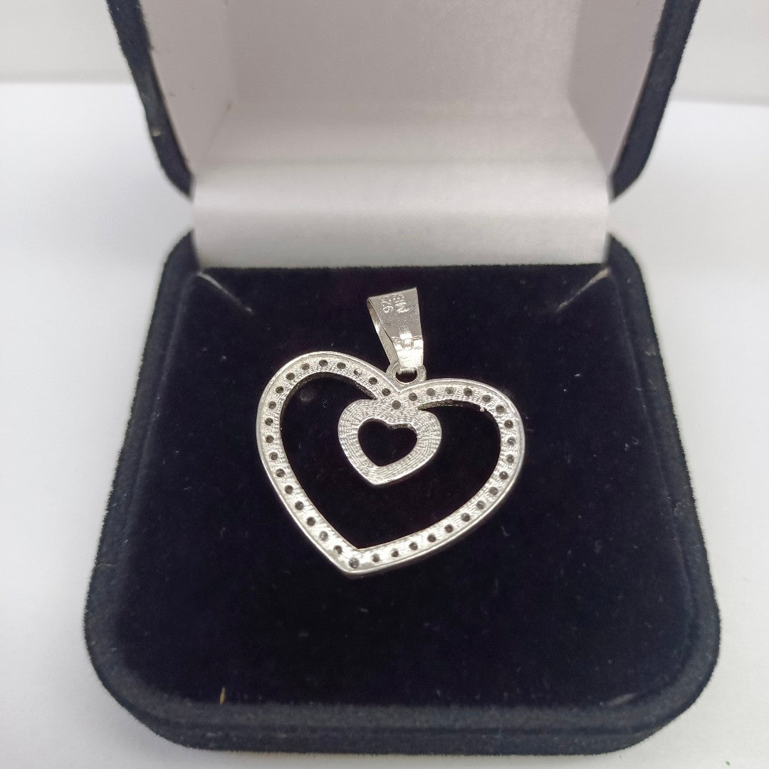 DIJE CORAZON C/CIRCONIAS PLATA .925 2.7 GR (NUEVO)