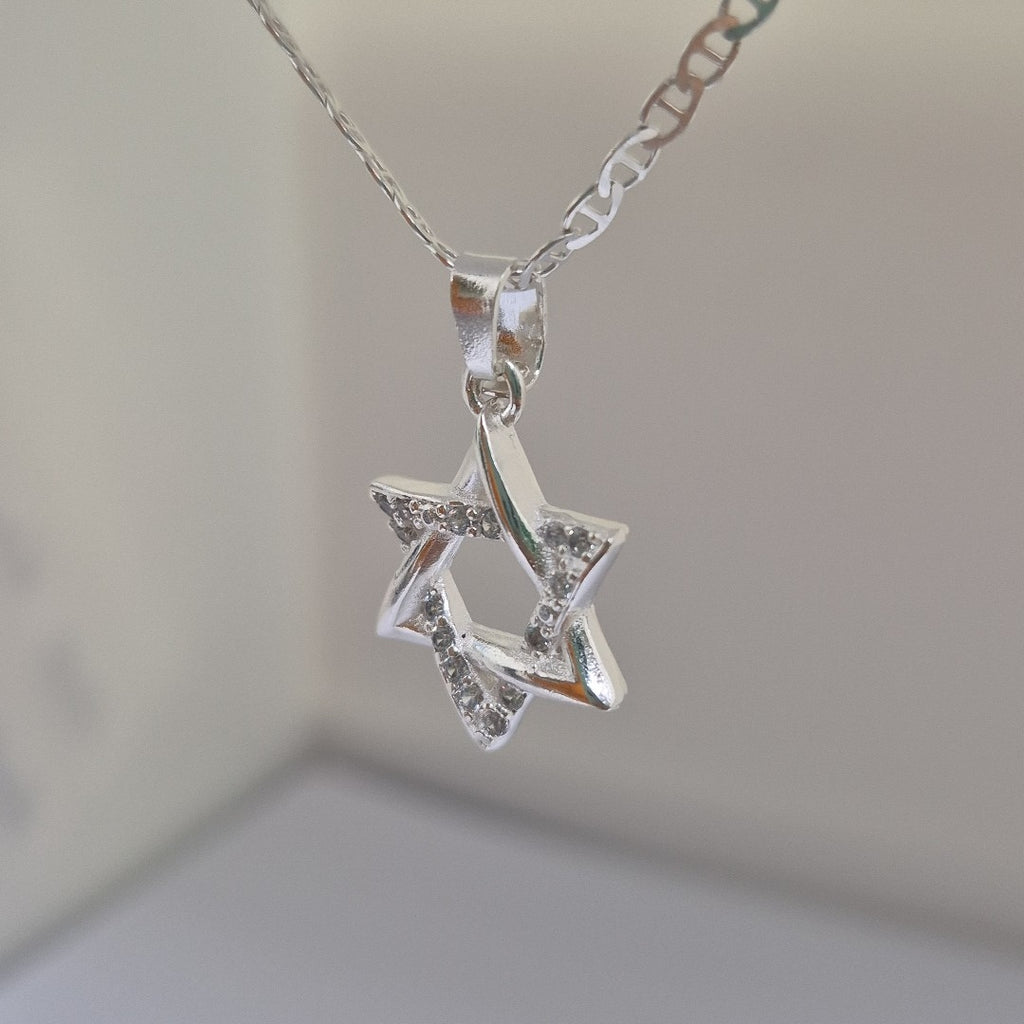 DIJE ESTRELLA DE DAVID C/CIRCONIAS PLATA .925 2.7 GR (NUEVO)