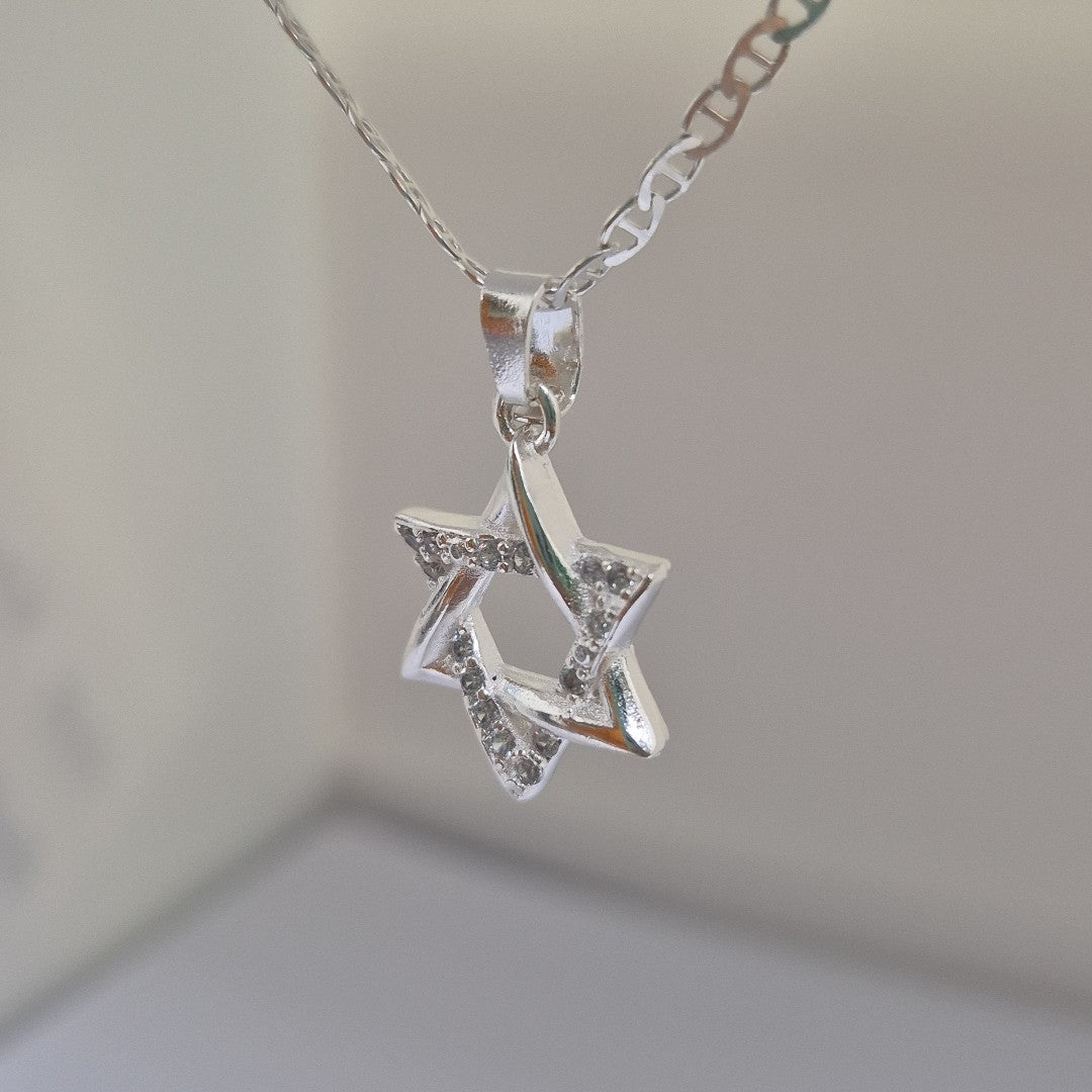 DIJE ESTRELLA DE DAVID C/CIRCONIAS PLATA .925 2.7 GR (NUEVO)
