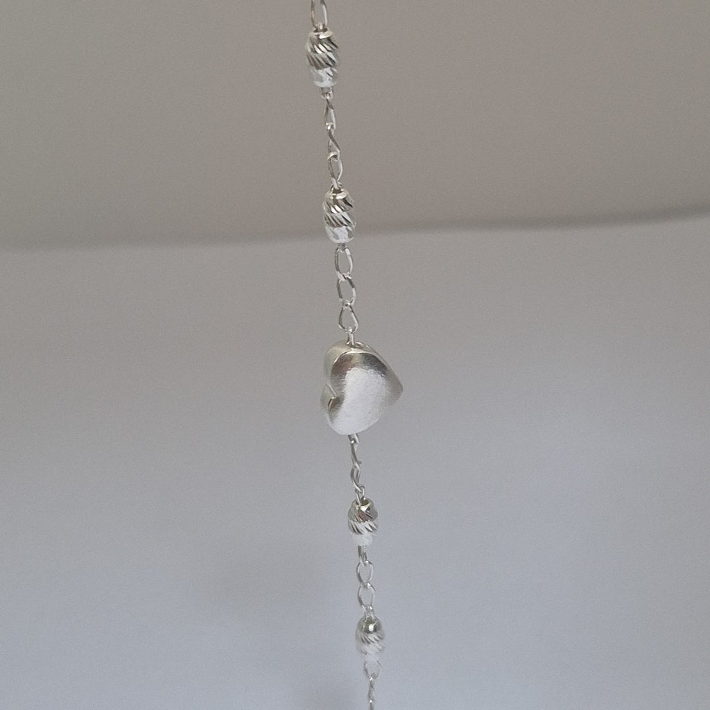 PULSERA TEJIDO CORAZON PLATA .925 18 CM 3.3 GR (NUEVO)
