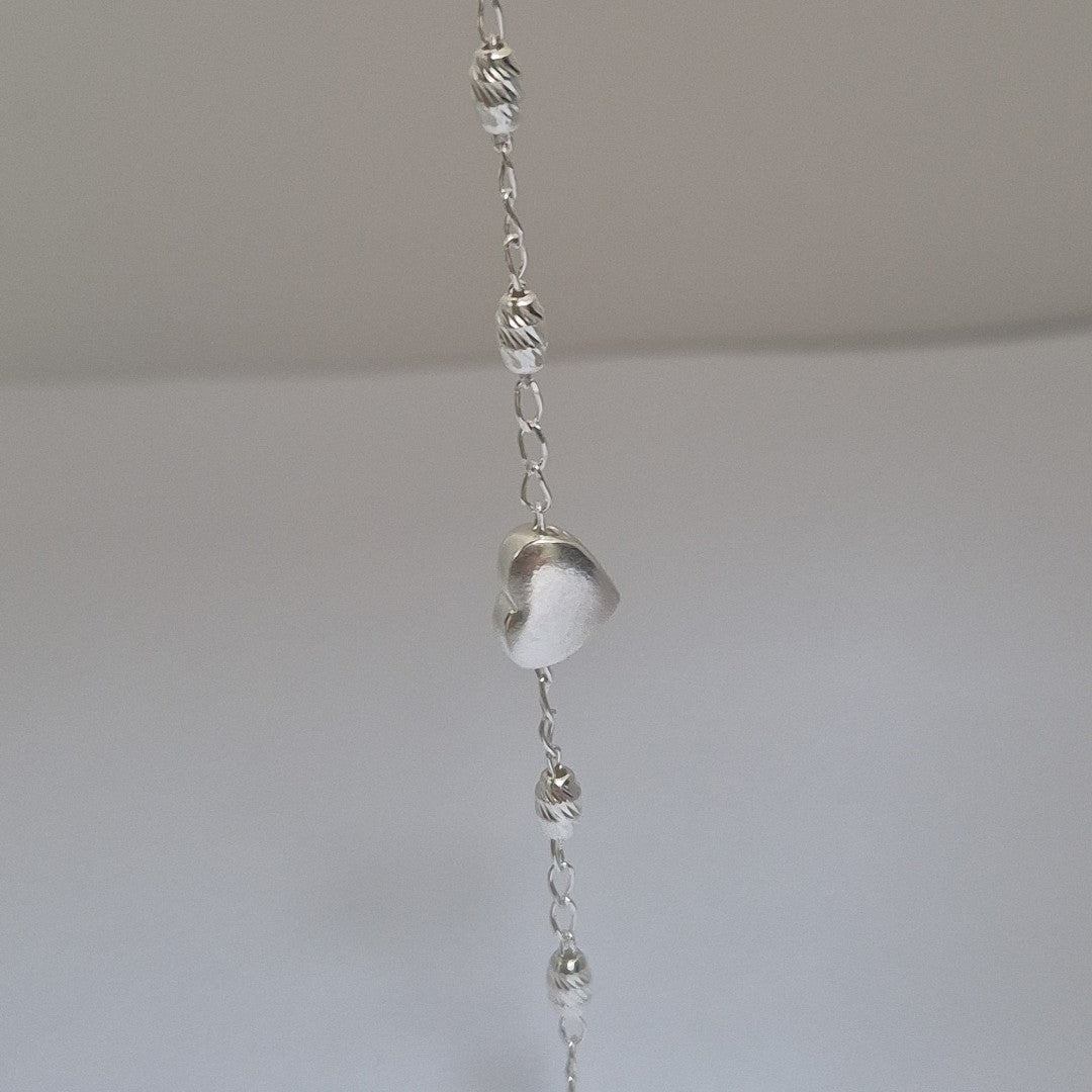 PULSERA TEJIDO CORAZON PLATA .925 18 CM 3.3 GR (NUEVO)