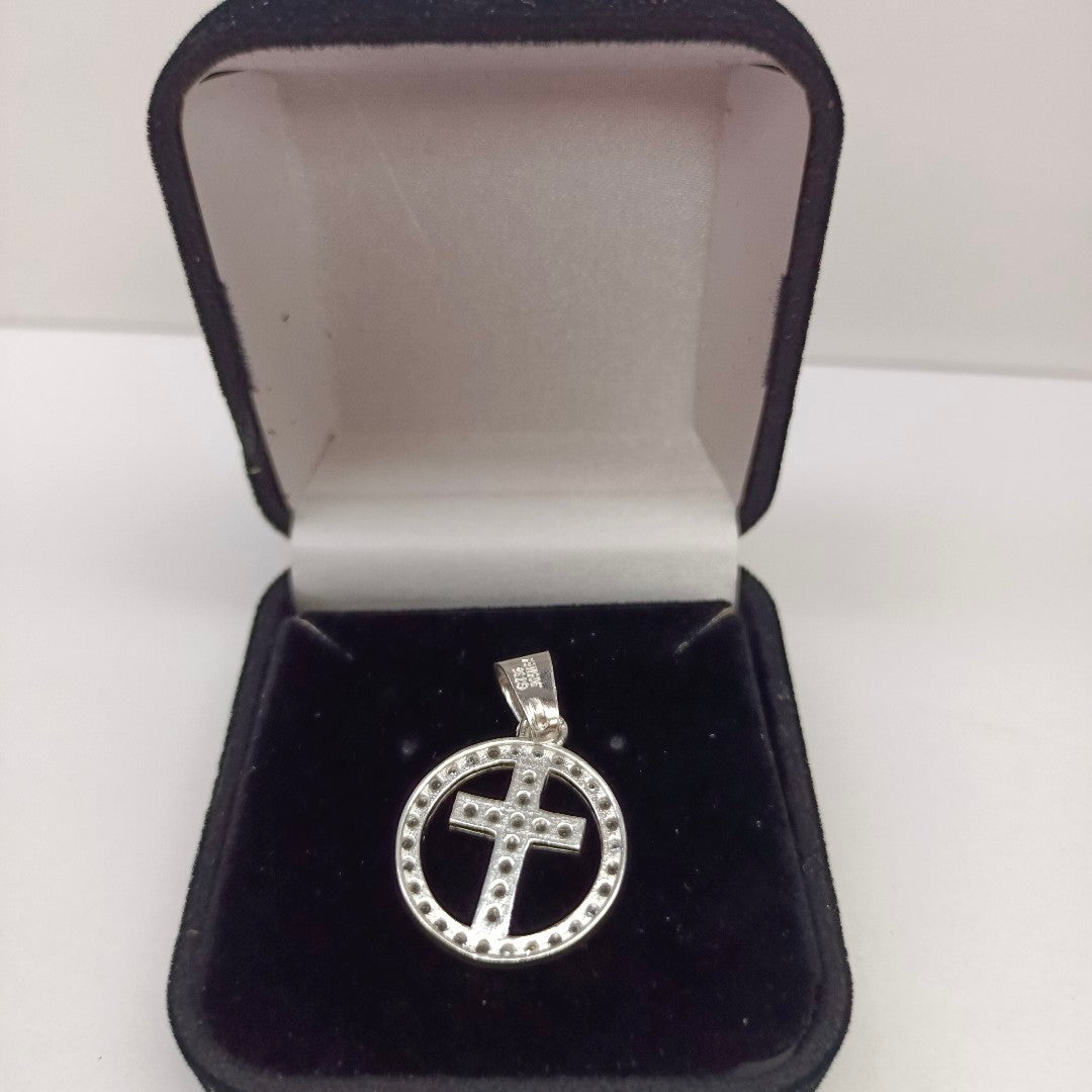 DIJE CRUZ C/CIRCONIAS PLATA .925 2.4 GR (NUEVO)
