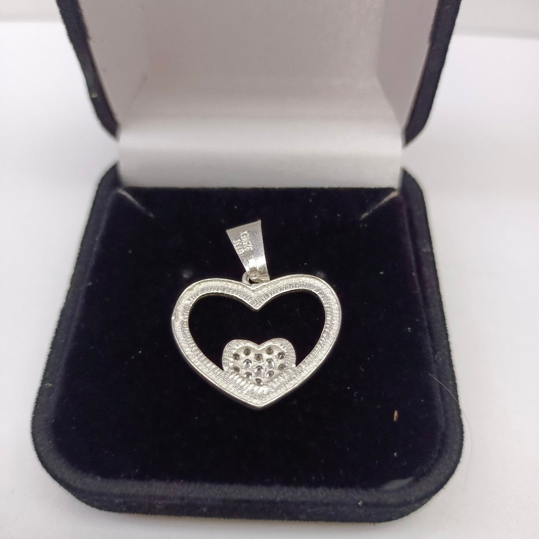 DIJE CORAZON C/CIRCONIAS PLATA .925 2.5 GR (NUEVO)