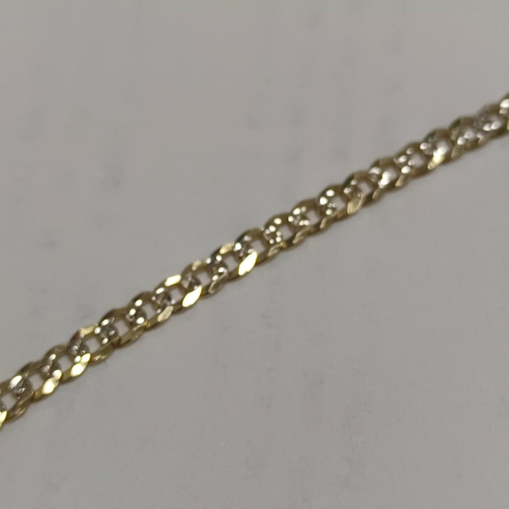 PULSERAS TEJIDO BARBADA DIAMANTADA ORO 14K 18 CM 3.1 GR (NUEVO)