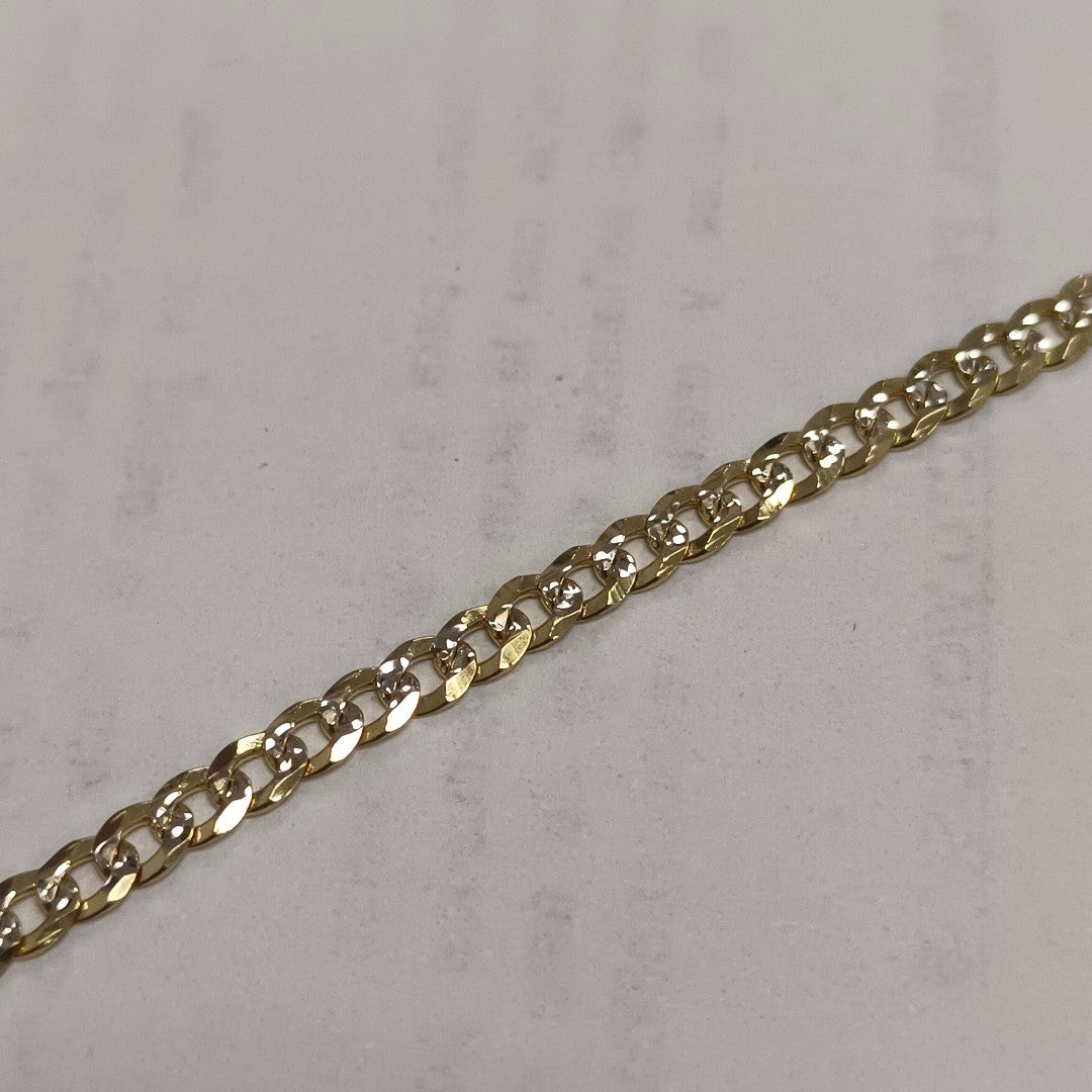 PULSERAS TEJIDO BARBADA DIAMANTADA ORO 14K 18 CM 3.1 GR (NUEVO)
