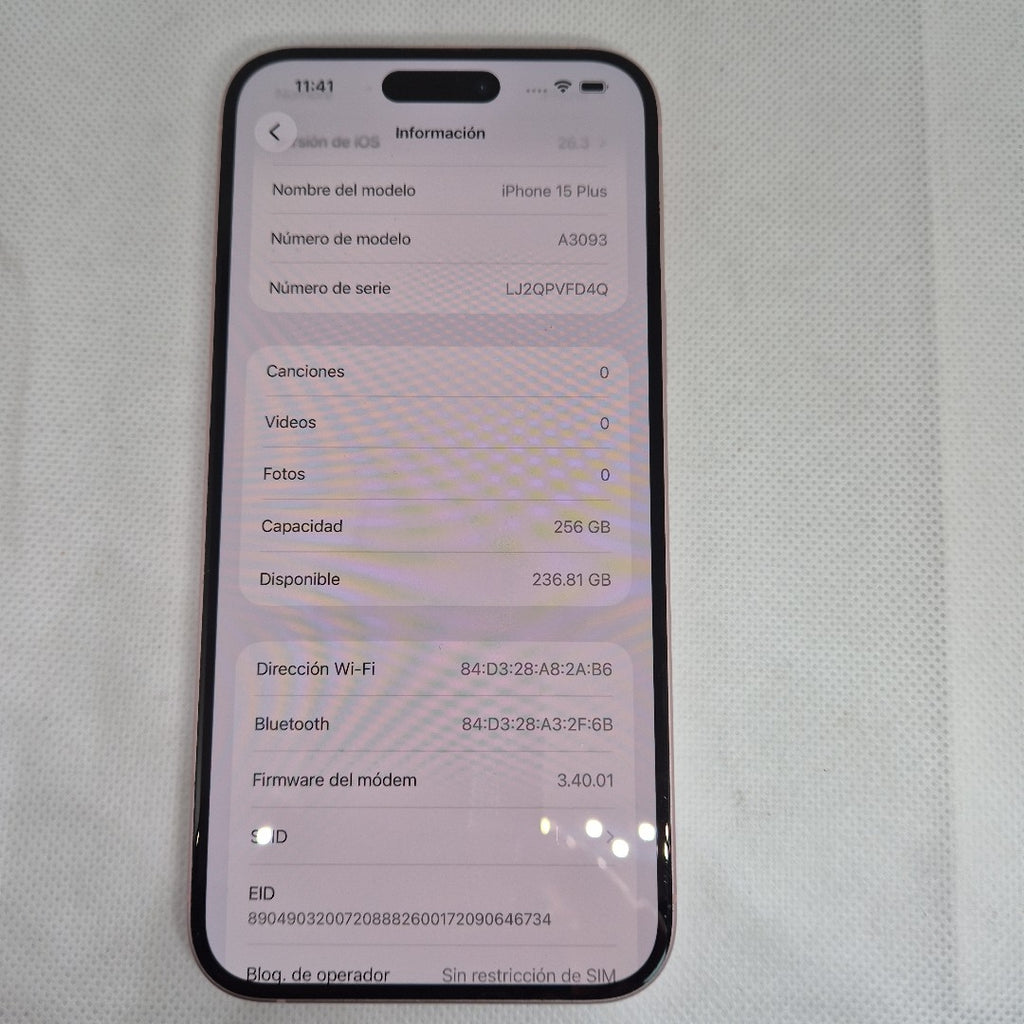 CELULAR APPLE IPHONE 15 PLUS A3093 (2023) 256 GB 6 GB RAM (SEMINUEVO)