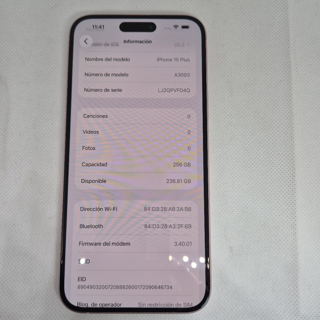 CELULAR APPLE IPHONE 15 PLUS A3093 (2023) 256 GB 6 GB RAM (SEMINUEVO)