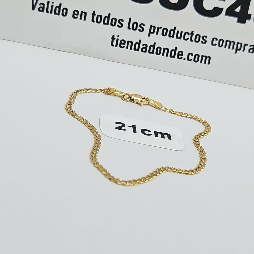 PULSERAS BARBADA DIAMANTADA ORO 14K 18 CM 2.5 GR (NUEVO)