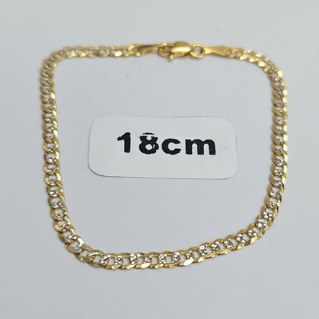 PULSERAS TEJIDO BARBADA DIAMANTADA ORO 14K 18 CM 3.1 GR (NUEVO)