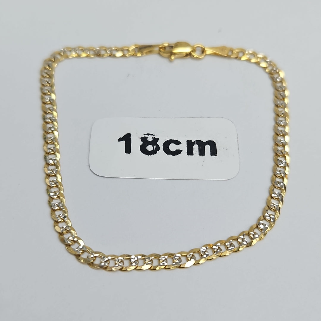 PULSERAS TEJIDO BARBADA DIAMANTADA ORO 14K 18 CM 3.1 GR (NUEVO)