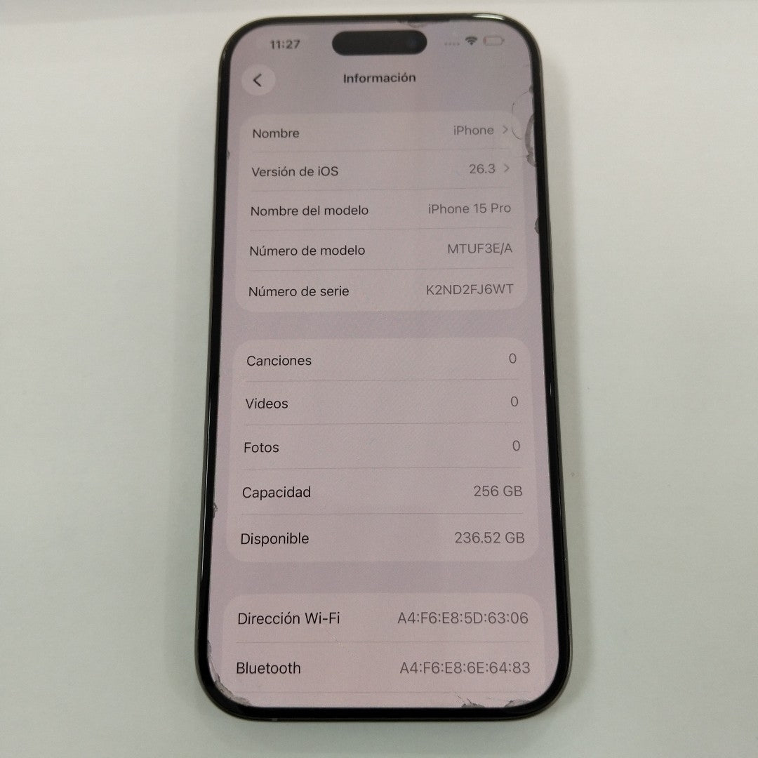 CELULAR APPLE IPHONE 15 PRO A3101 256 GB 8 GB RAM (SEMINUEVO)
