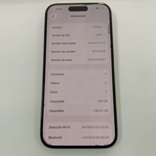 CELULAR APPLE IPHONE 15 PRO A3101 256 GB 8 GB RAM (SEMINUEVO)