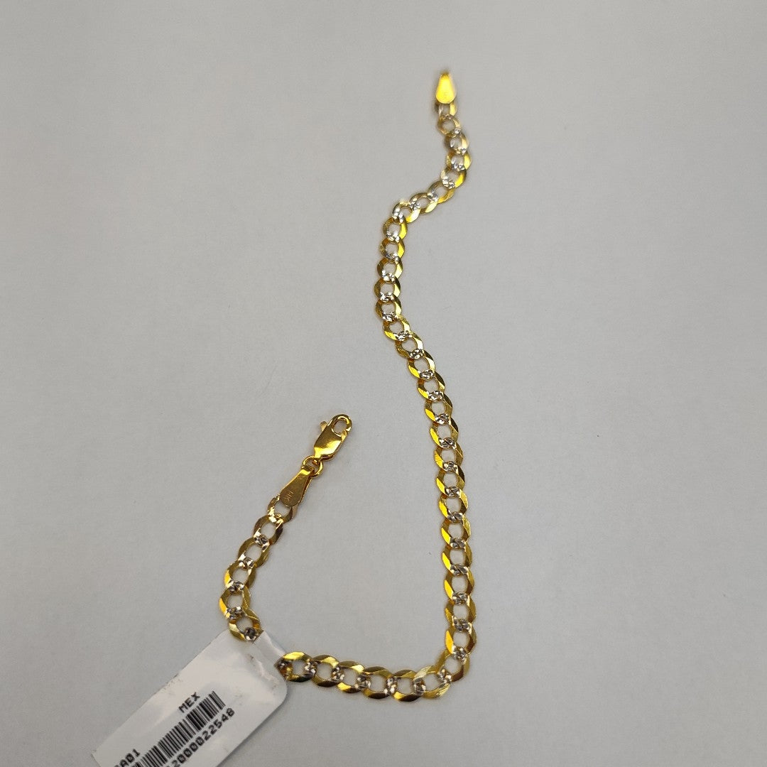 PULSERAS TEJIDO BARBADA DIAMANTADA ORO 14K 21 CM 4.9 GR (NUEVO)