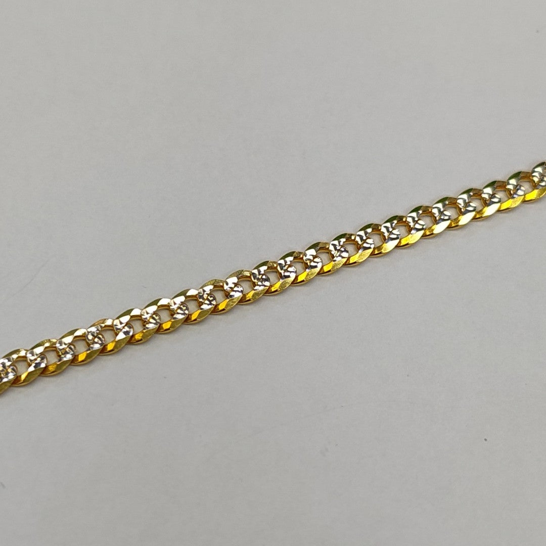 PULSERAS TEJIDO BARBADA DIAMANTADA ORO 14K 18 CM 6.7 GR (NUEVO)