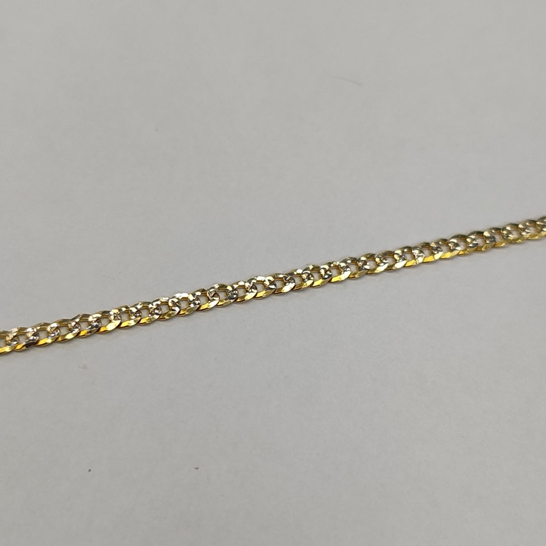 PULSERAS TEJIDO BARBADA DIAMANTADA ORO 14K 18 CM 3.1 GR (NUEVO)
