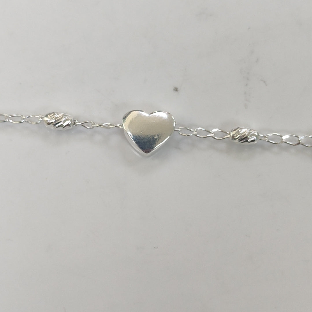 PULSERA TEJIDO CORAZON PLATA .925 18 CM 3.3 GR (NUEVO)