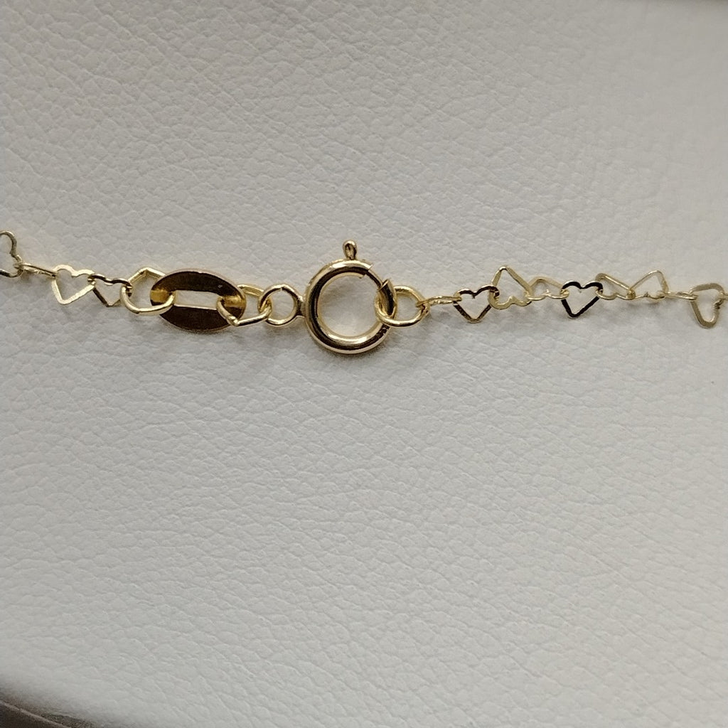 CADENAS TEJIDO CORAZONES ORO 10K 55 CM 1.6 GR (NUEVO)