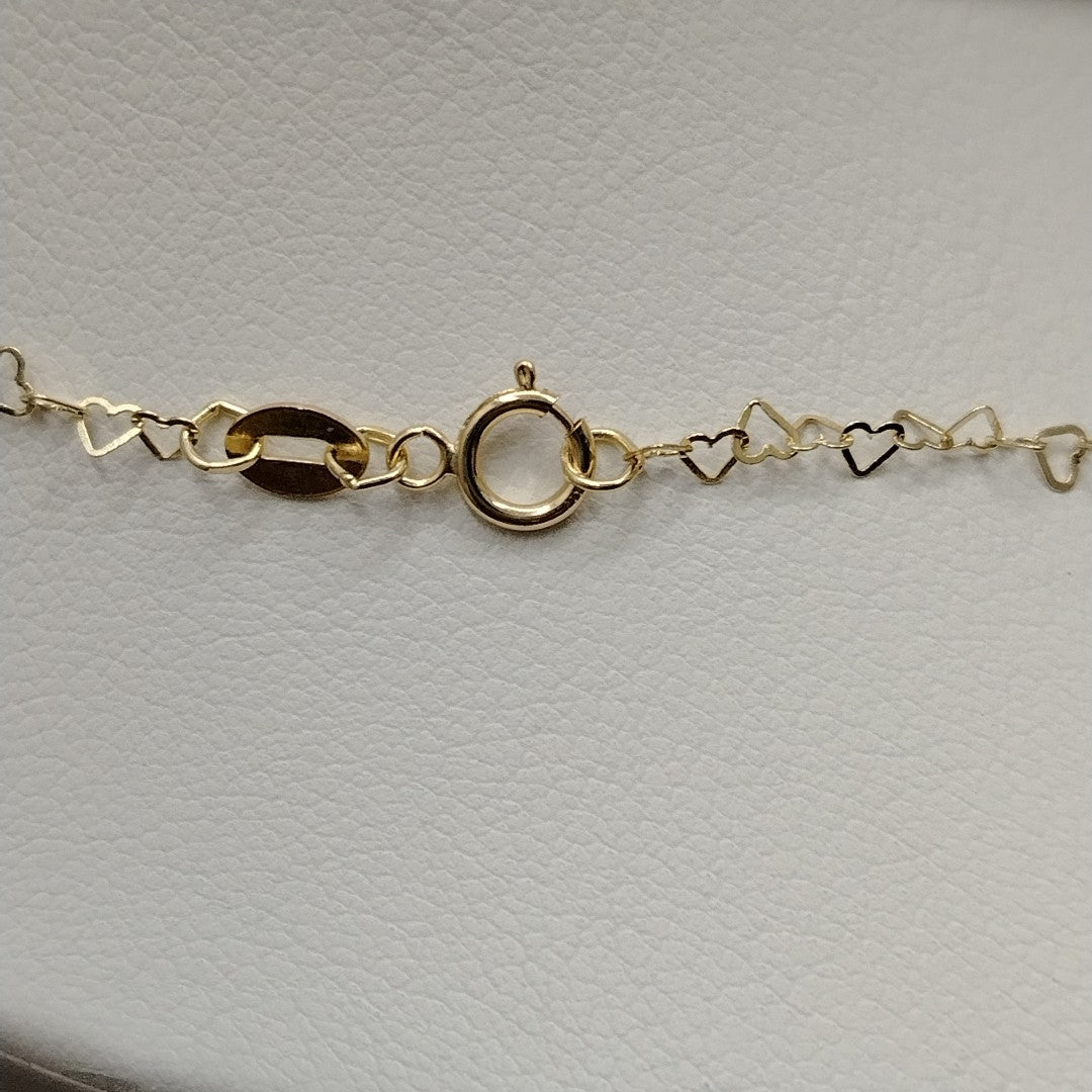 CADENAS TEJIDO CORAZONES ORO 10K 55 CM 1.6 GR (NUEVO)