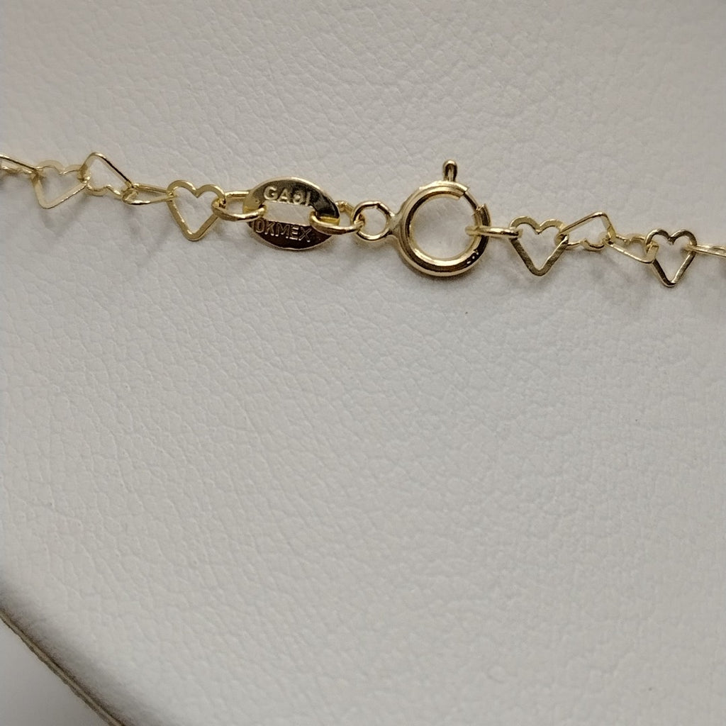 CADENAS TEJIDO CORAZONES ORO 10K 50 CM 2.5 GR (NUEVO)