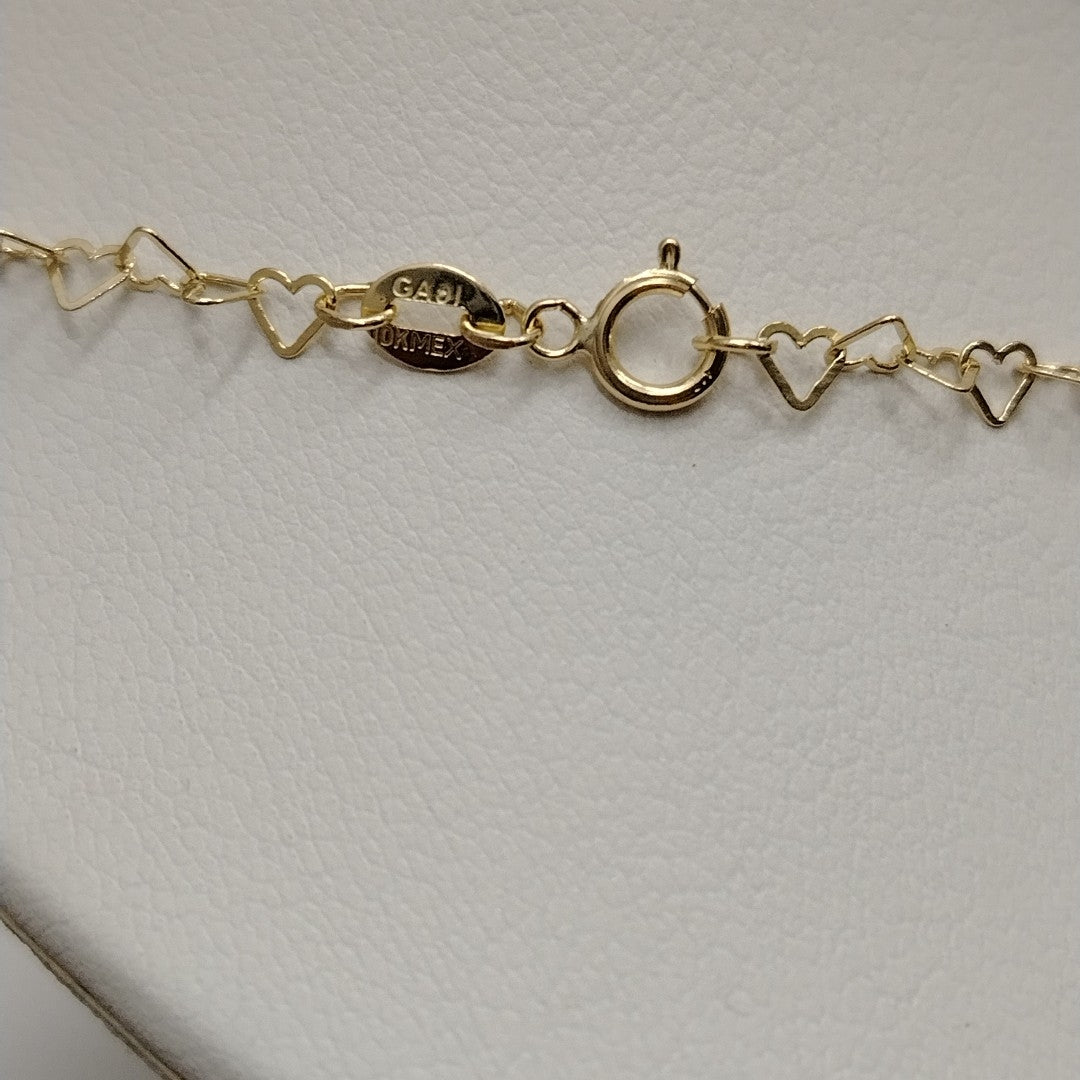 CADENAS TEJIDO CORAZONES ORO 10K 50 CM 2.5 GR (NUEVO)