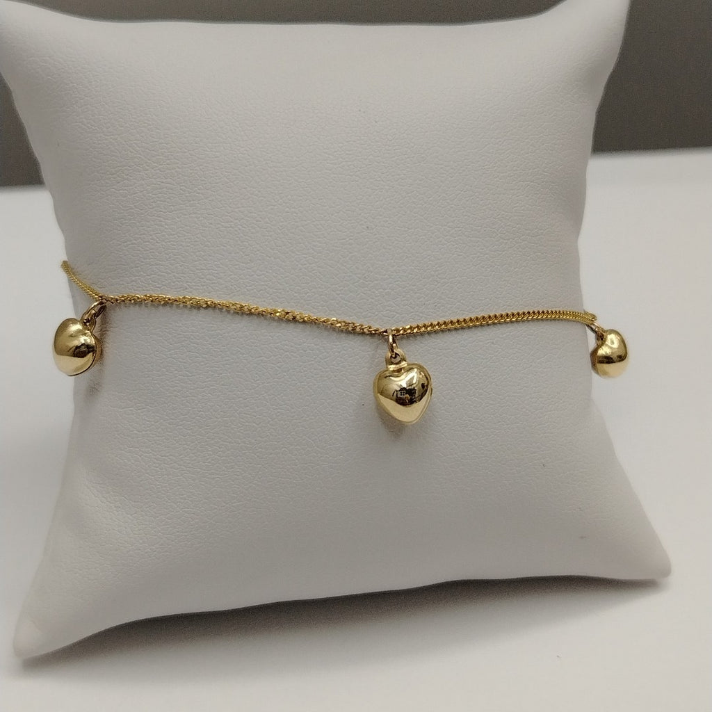 PULSERAS TEJIDO ESPECIAL C/DIJE ORO 10K 18 CM 1.7 GR (NUEVO)