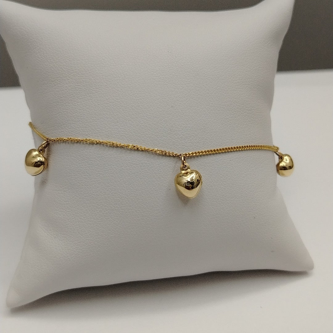 PULSERAS TEJIDO ESPECIAL C/DIJE ORO 10K 18 CM 1.7 GR (NUEVO)