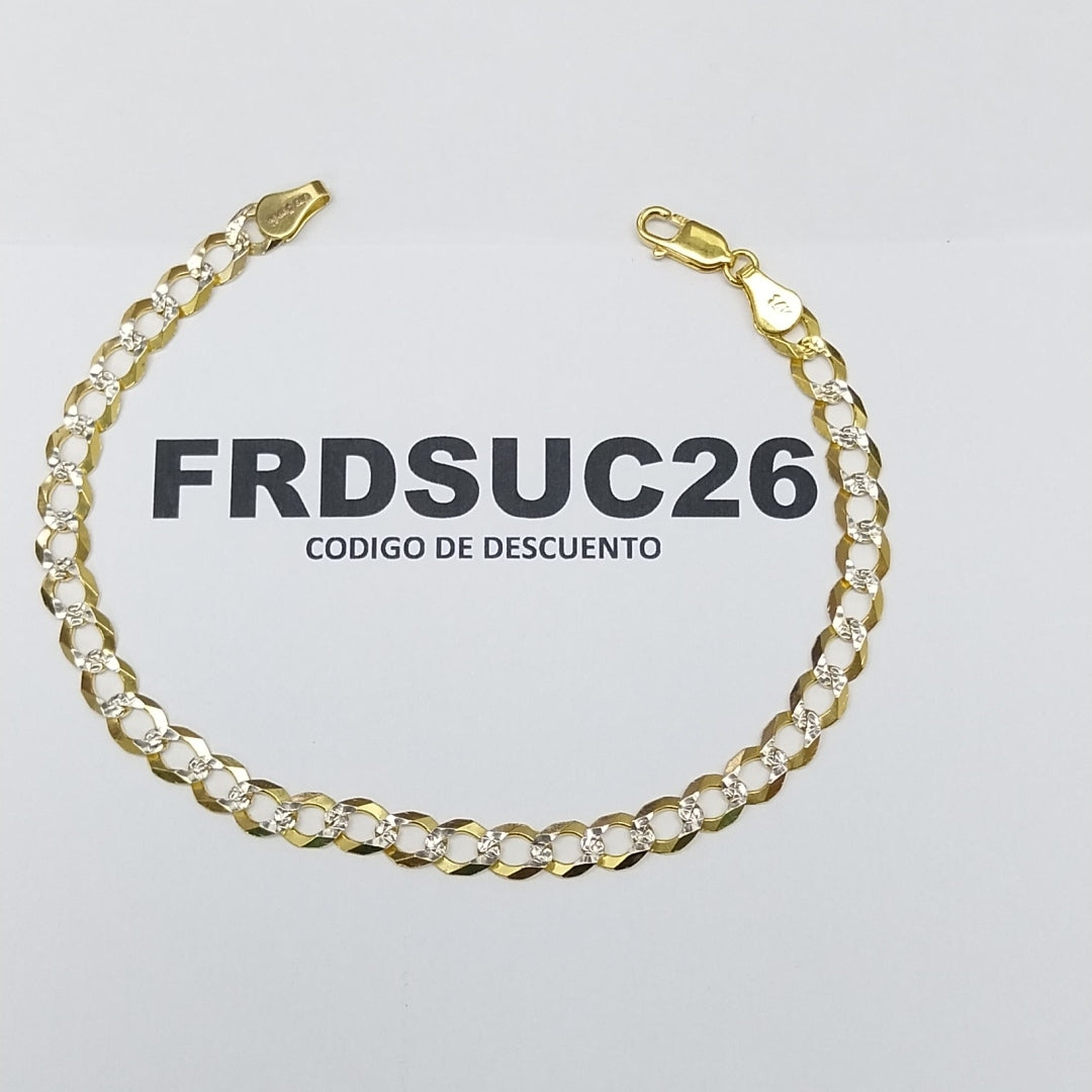 PULSERAS TEJIDO BARBADA DIAMANTADA ORO 14K 21 CM 6.4 GR (NUEVO)