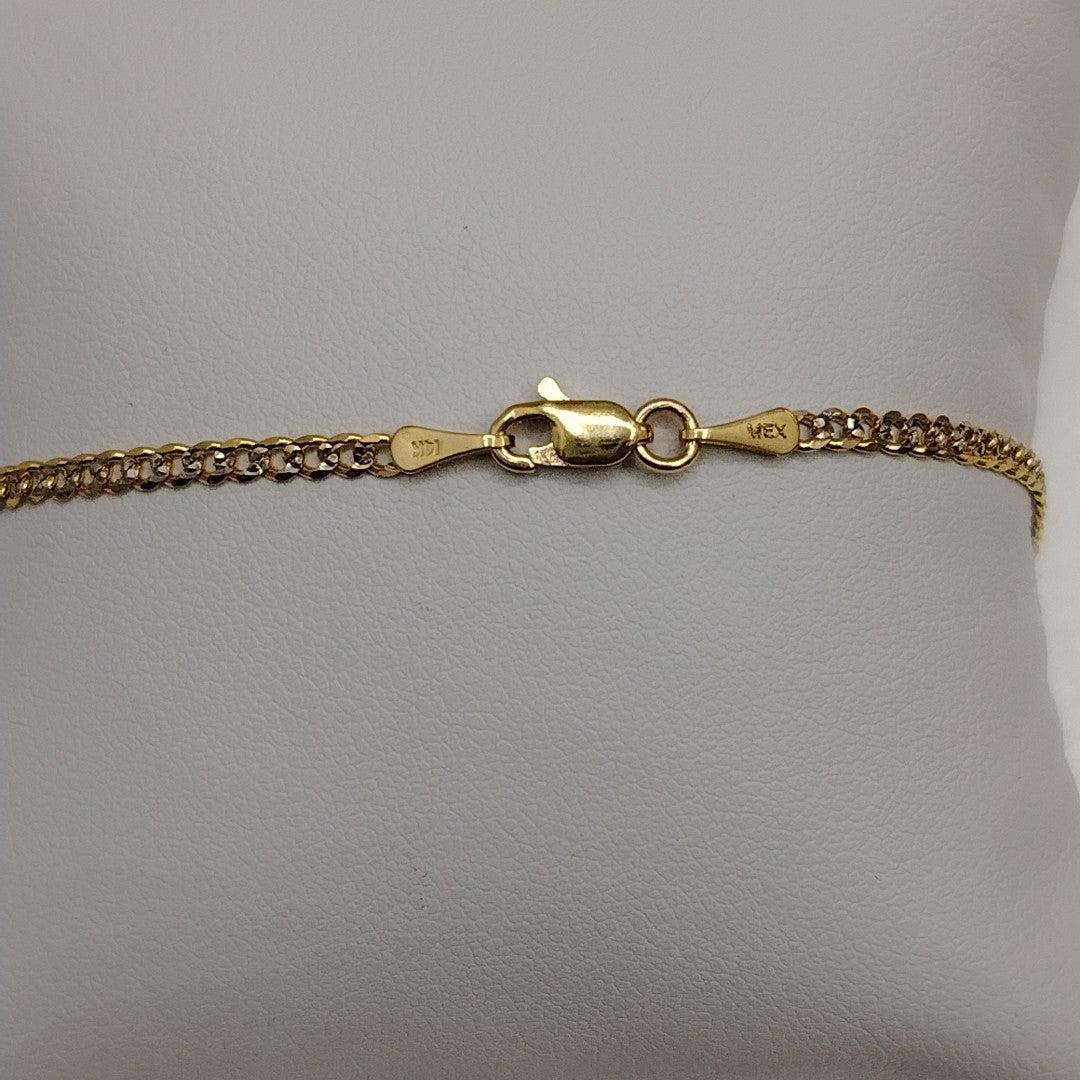 PULSERAS BARBADA DIAMANTADA ORO 14K 18 CM 2.4 GR (NUEVO)