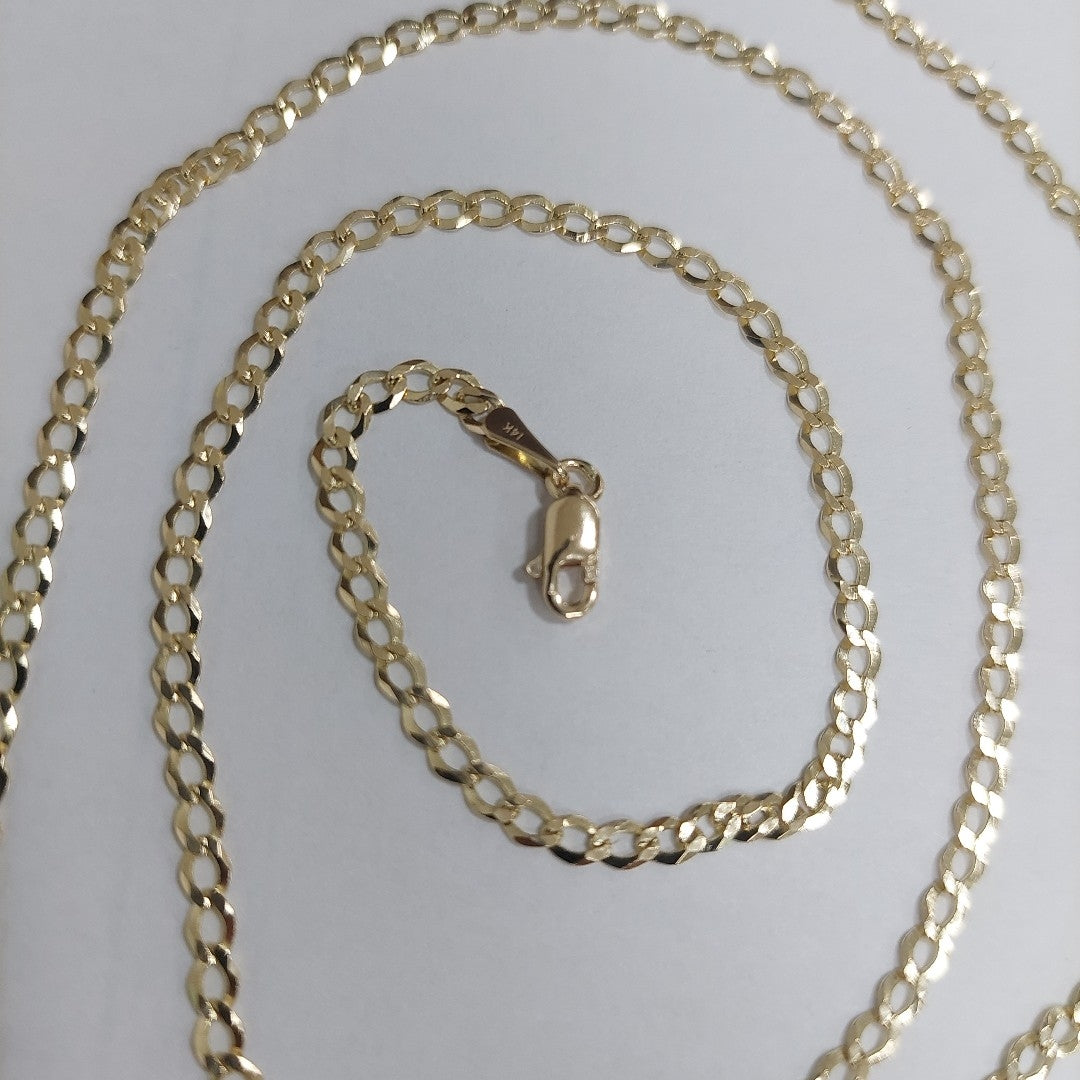 CADENAS TEJIDO BARBADA ORO 14K 60 CM 5.4 GR (NUEVO)