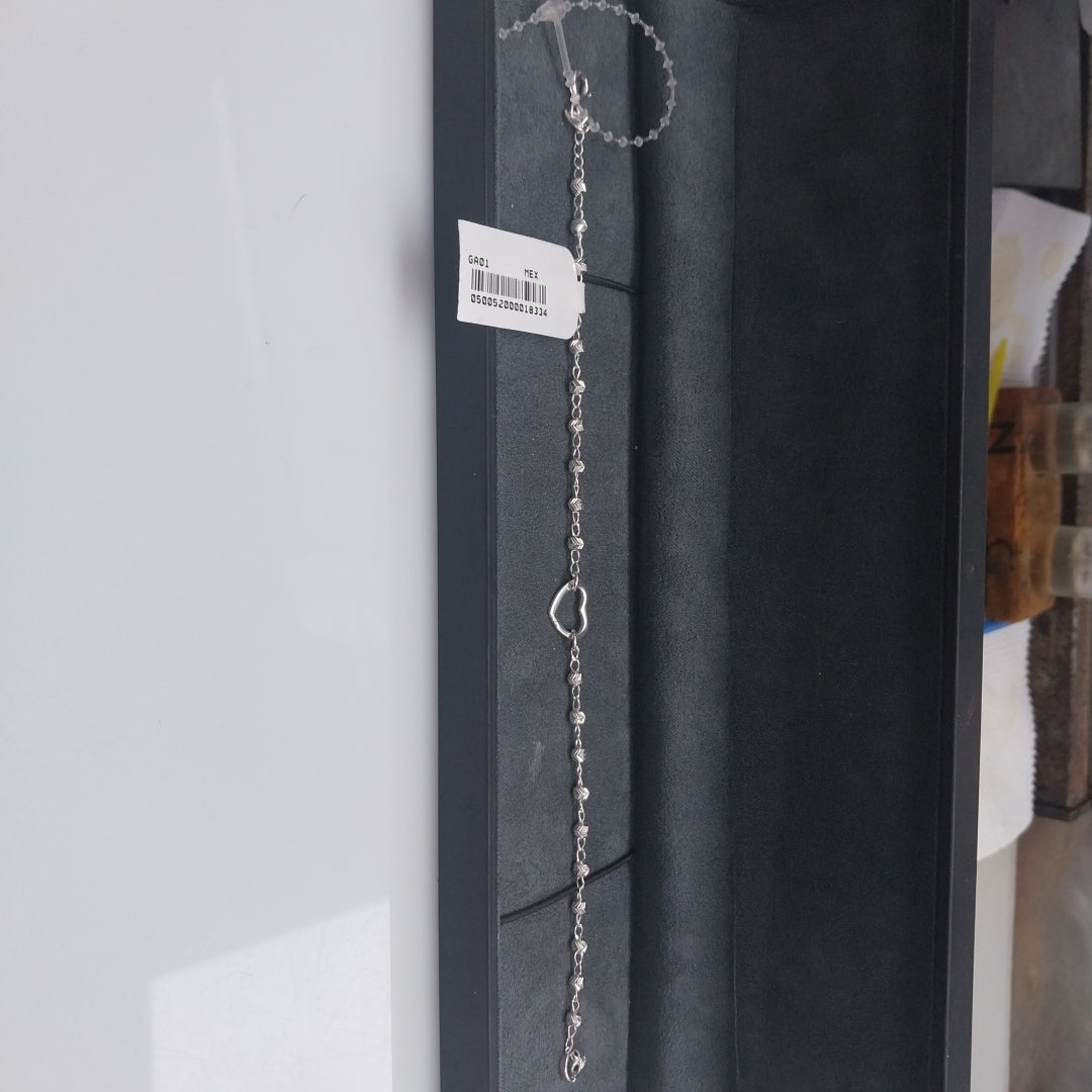 PULSERA TEJIDO CORAZON PLATA .925 18 CM 2 GR (NUEVO)