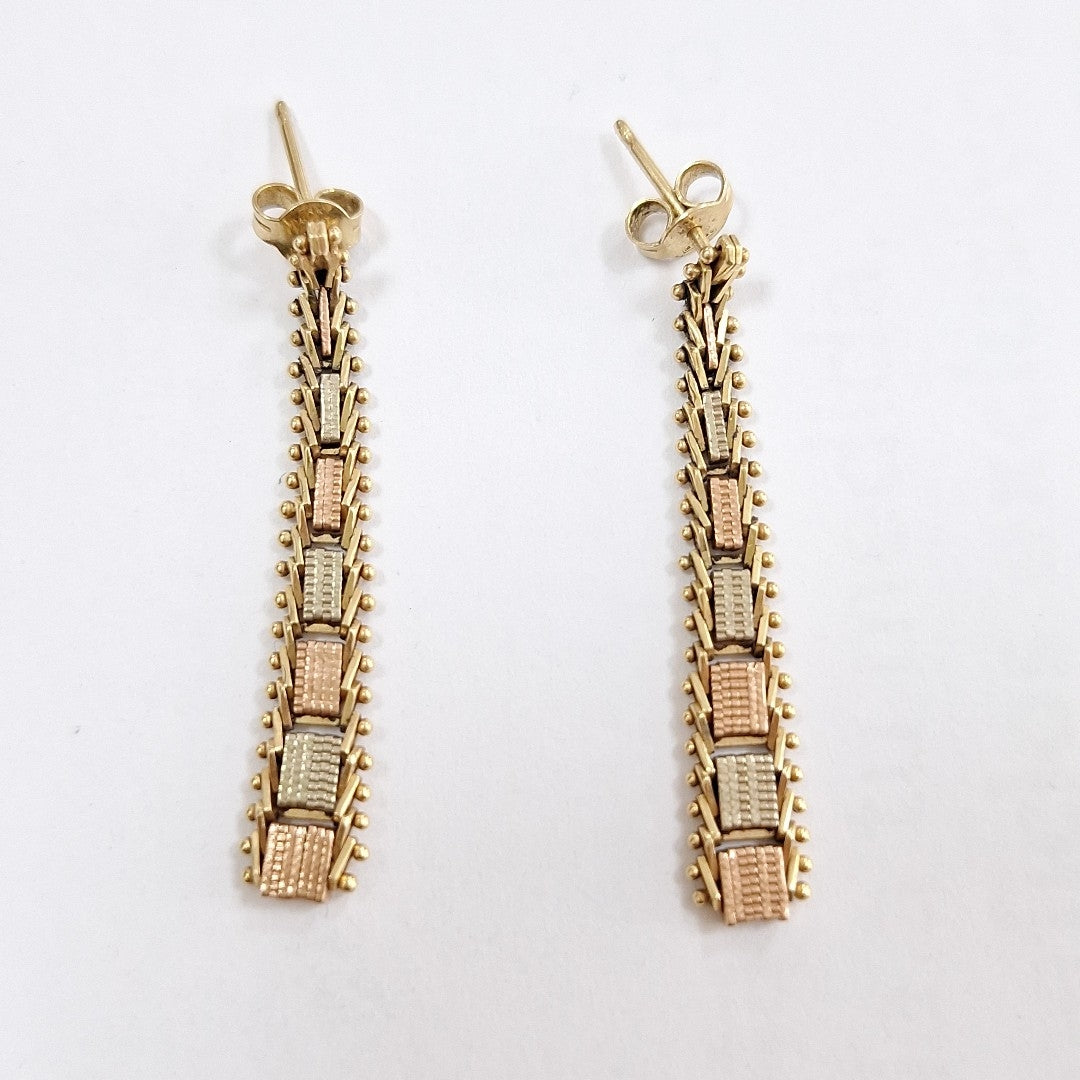 ARETES PAR ORO COMBINADO 14 K 4,40 GRMS (SEMINUEVO)