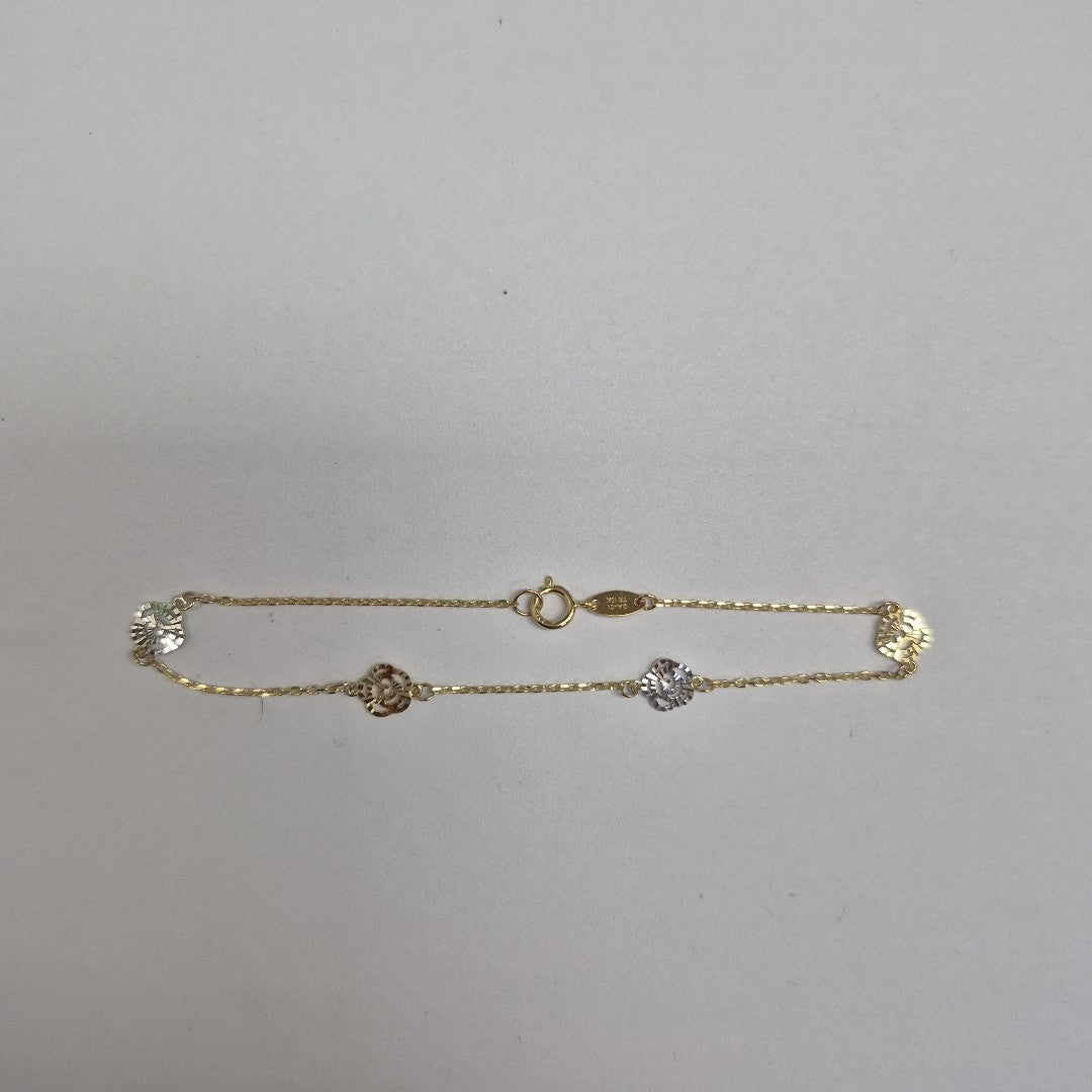PULSERAS TEJIDO ESPECIAL C/DIJE ORO 10K 18 CM 1.1 GR (NUEVO)