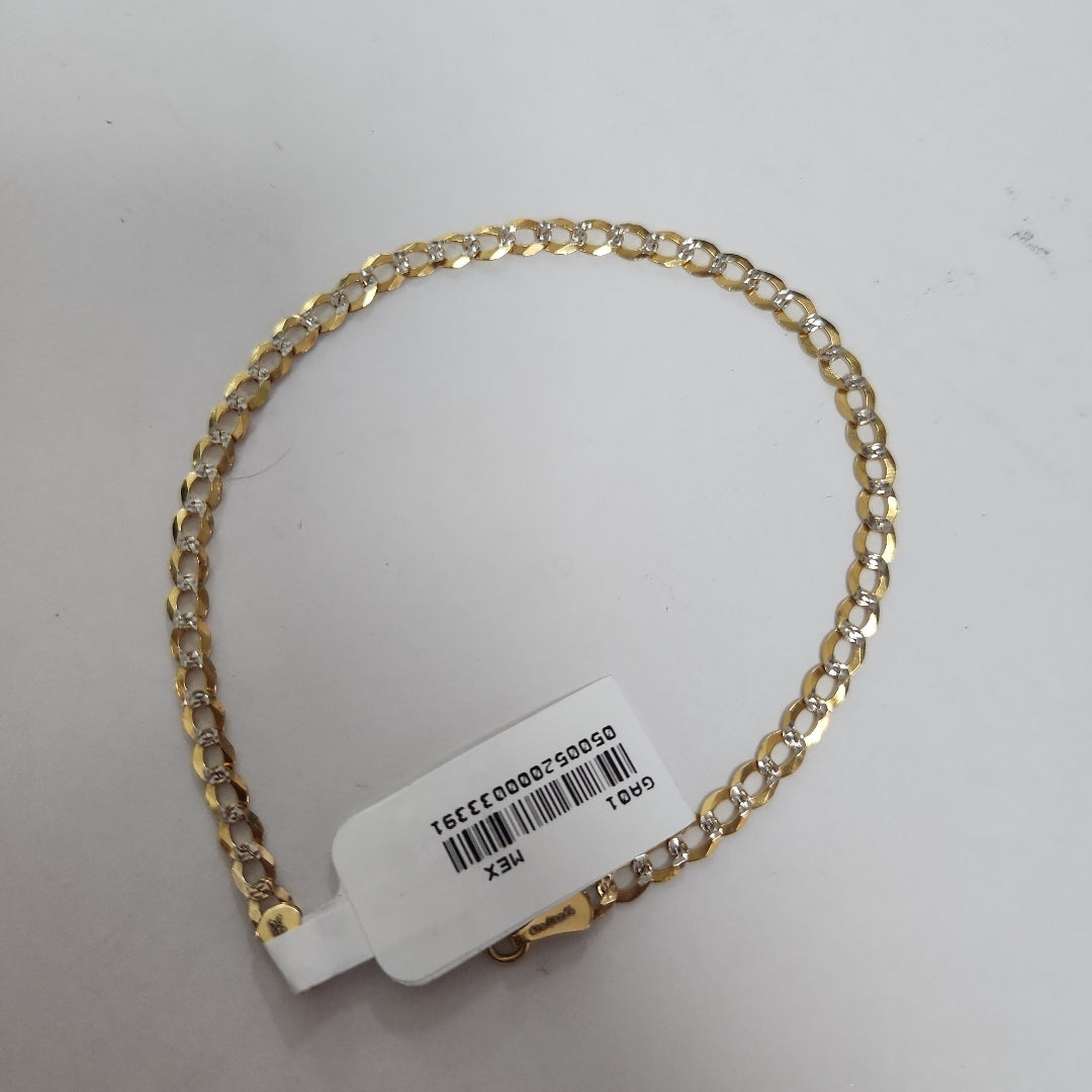 PULSERAS BARBADA DIAMANTADA ORO 14K 21 CM 3.5 GR (NUEVO)