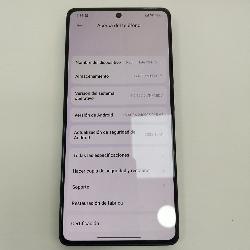 CELULAR XIAOMI REDMI NOTE 13 PRO 23117RA68G (2023) 256 GB 8 GB RAM (SEMINUEVO)