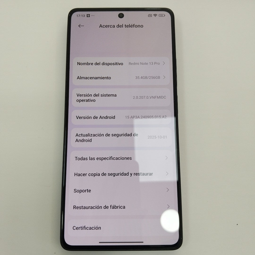 CELULAR XIAOMI REDMI NOTE 13 PRO 23117RA68G (2023) 256 GB 8 GB RAM (SEMINUEVO)