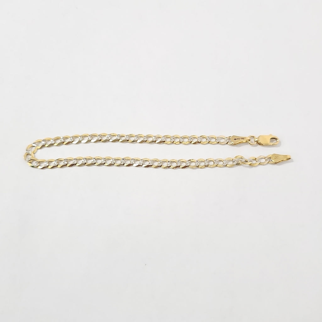 PULSERAS BARBADA DIAMANTADA ORO 14K 21 CM 3.5 GR (NUEVO)