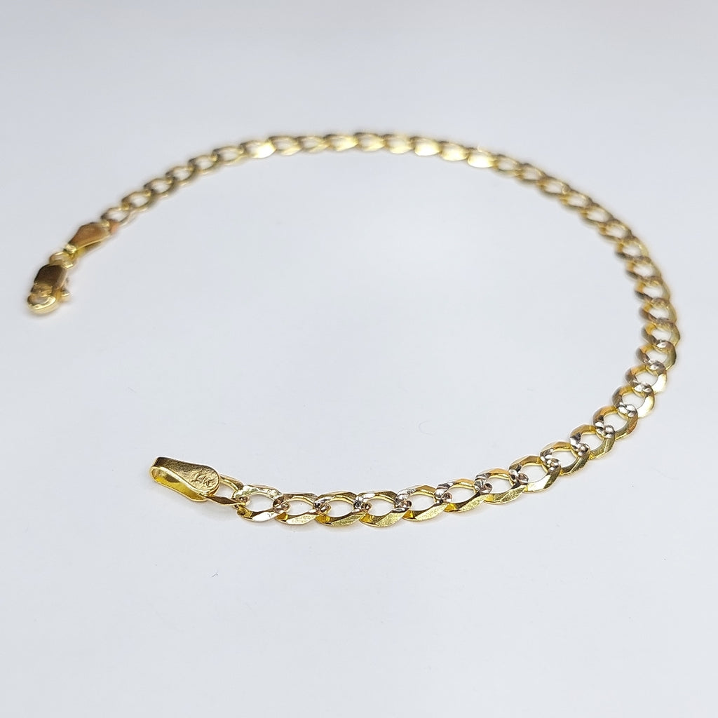 PULSERAS TEJIDO BARBADA DIAMANTADA ORO 14K 21 CM 4.9 GR (NUEVO)