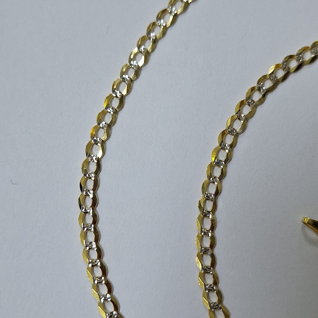 CADENAS BARBADA DIAMANTADA ORO 14K 55 CM 8.8 GR (NUEVO)