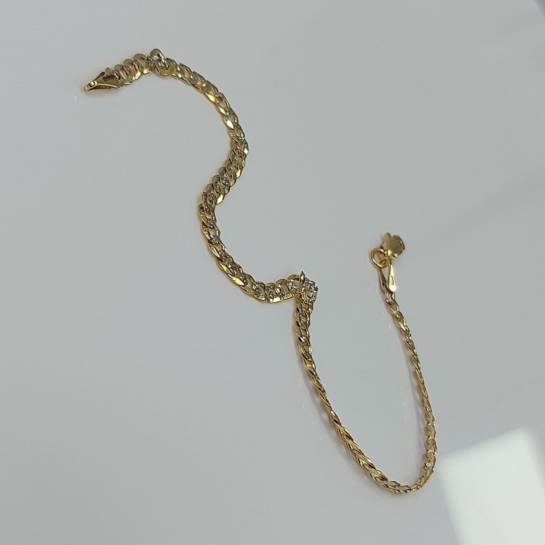 PULSERAS TEJIDO BARBADA DIAMANTADA ORO 14K 18 CM 3.1 GR (NUEVO)