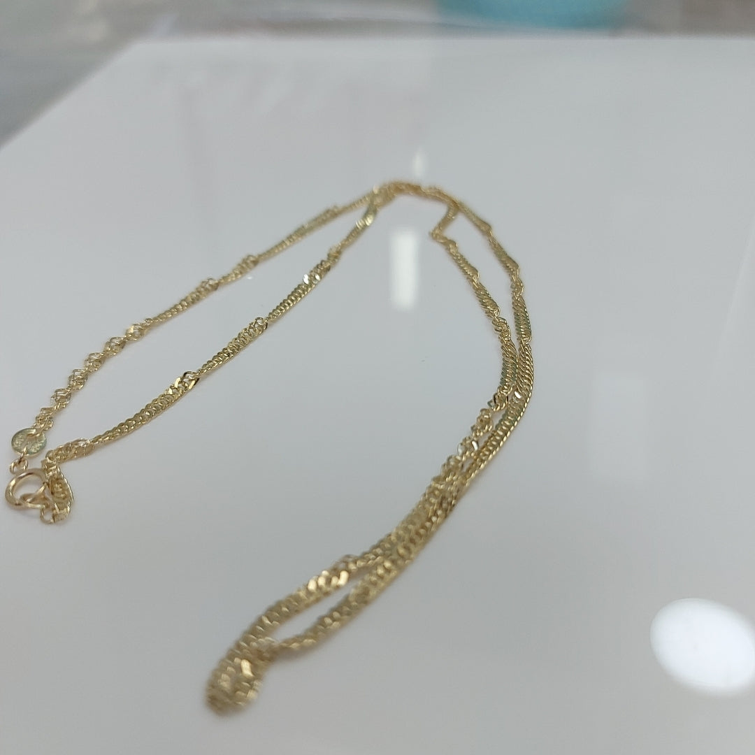 CADENAS TEJIDO MEDIO TORZAL ORO 10K 50 CM 4 GR (NUEVO)